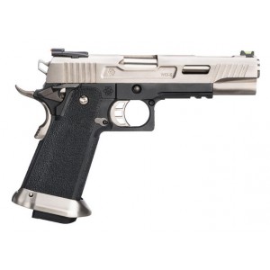 Страйкбольный пистолет WE COLT M1911 HI-CAPA 5.1 WET REX Long, металл, перфорированный кожух, WE-H001WET-SV